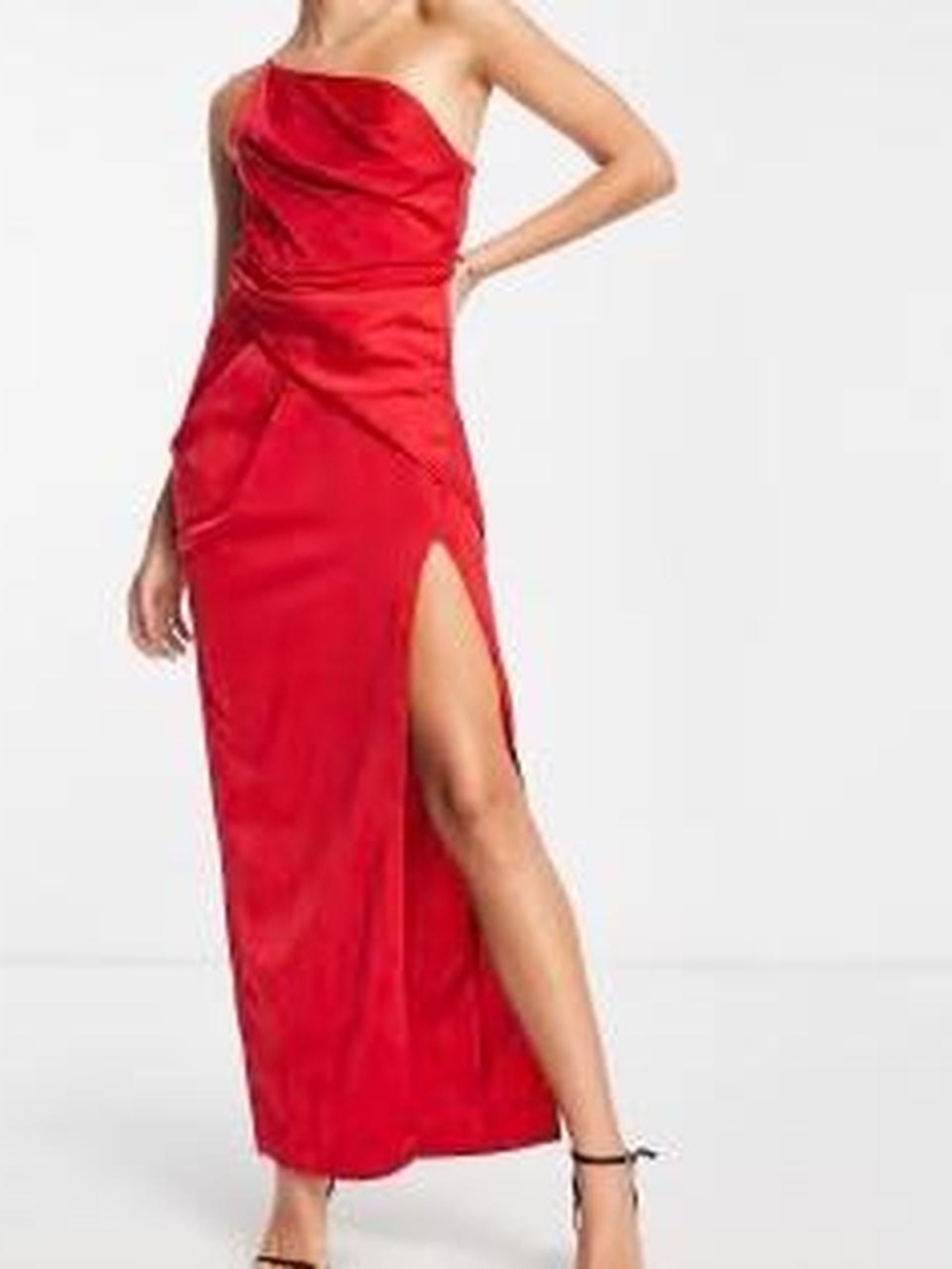 NWT ASOS Red Asymmetrical Side-Slit Evening Dress